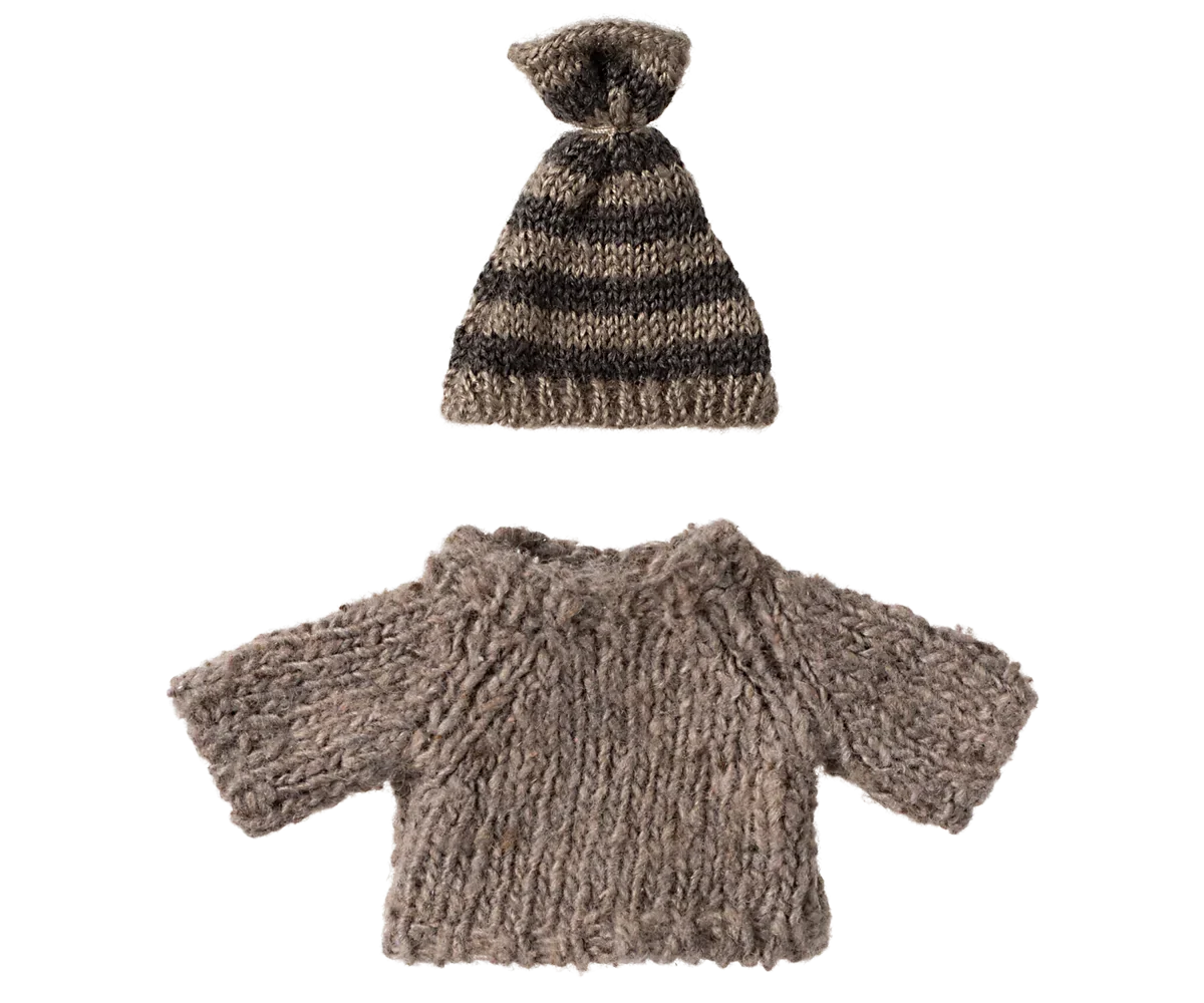 Maileg Extra Clothing: Knit Sweater and Hat for Big Brother Mouse