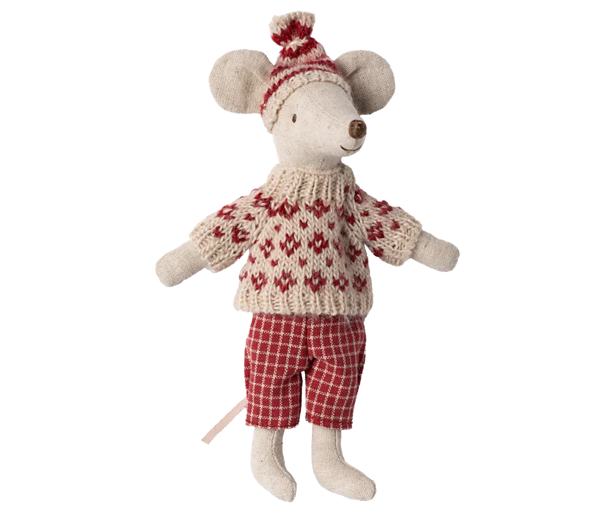 Maileg Winter Ski Mouse Mom - Red
