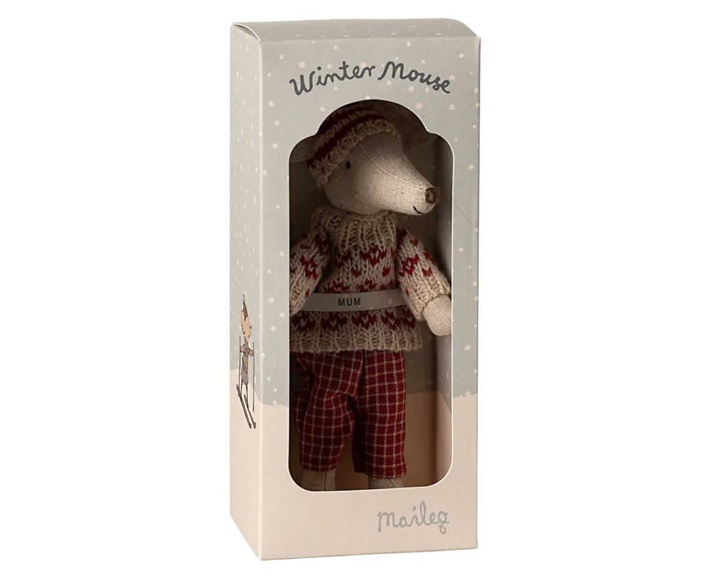 Maileg Winter Ski Mouse Mom - Red