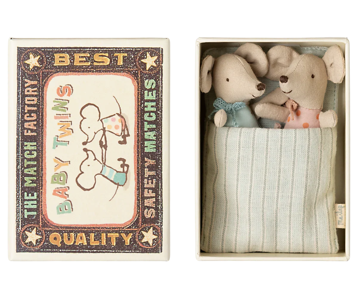 Maileg Twins, Baby Mice In Matchbox