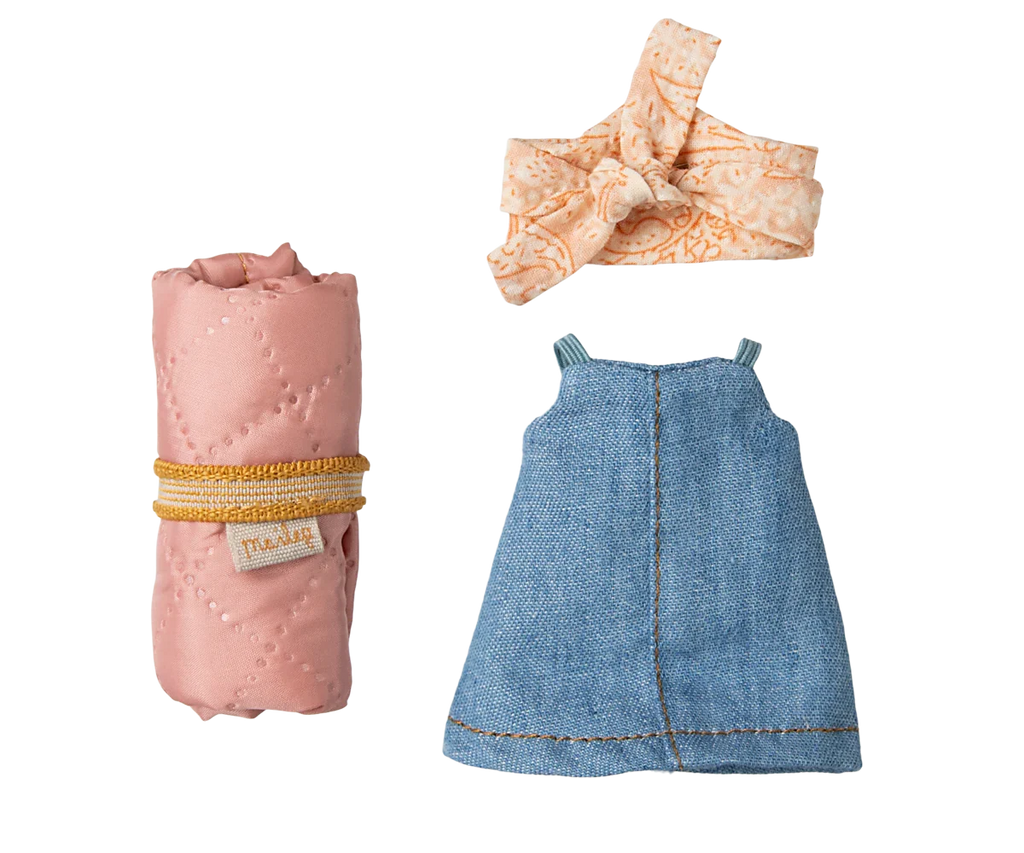 Maileg Hiker Mouse With Blush Sleeping Bag - Big Sister