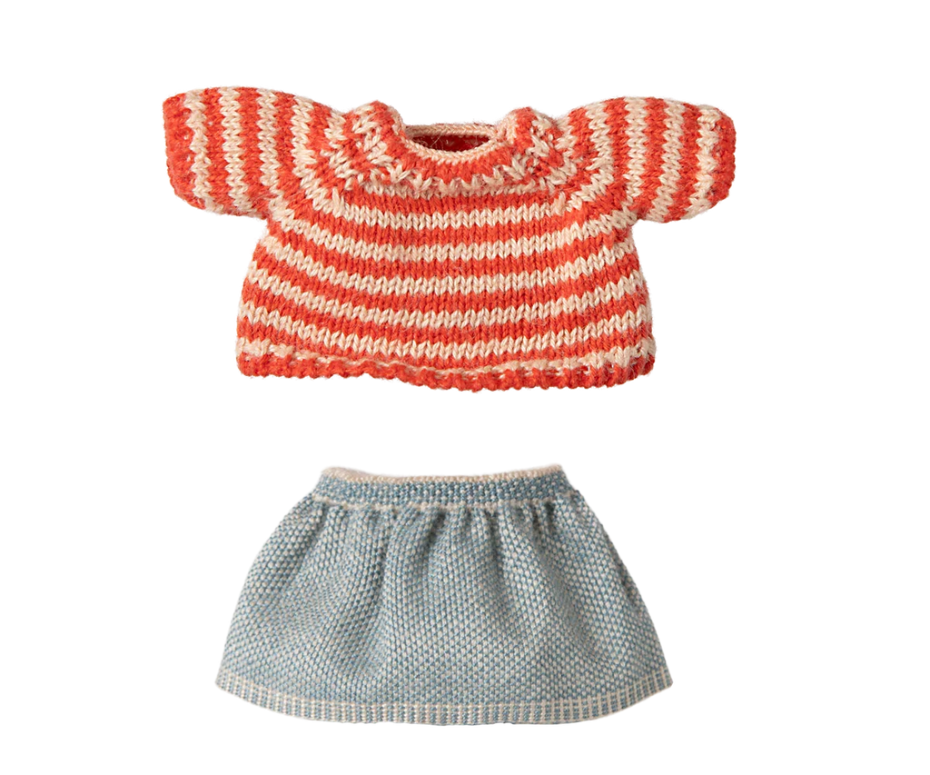 Maileg Extra Clothing: Knitted Sweater And Skirt For Big Sister Mouse