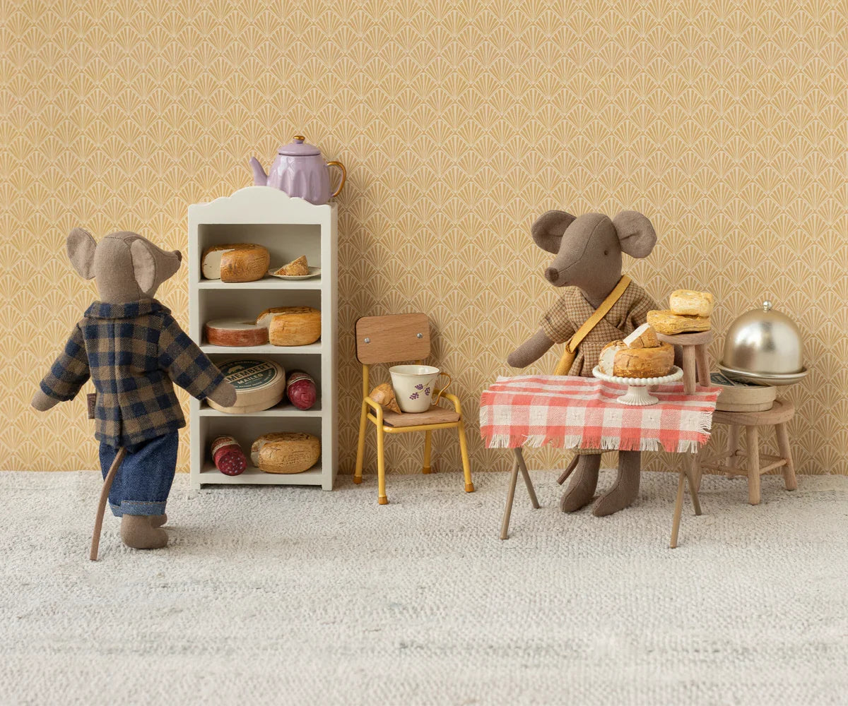 Maileg Mum Mouse In Checkered Dress - Light Brown