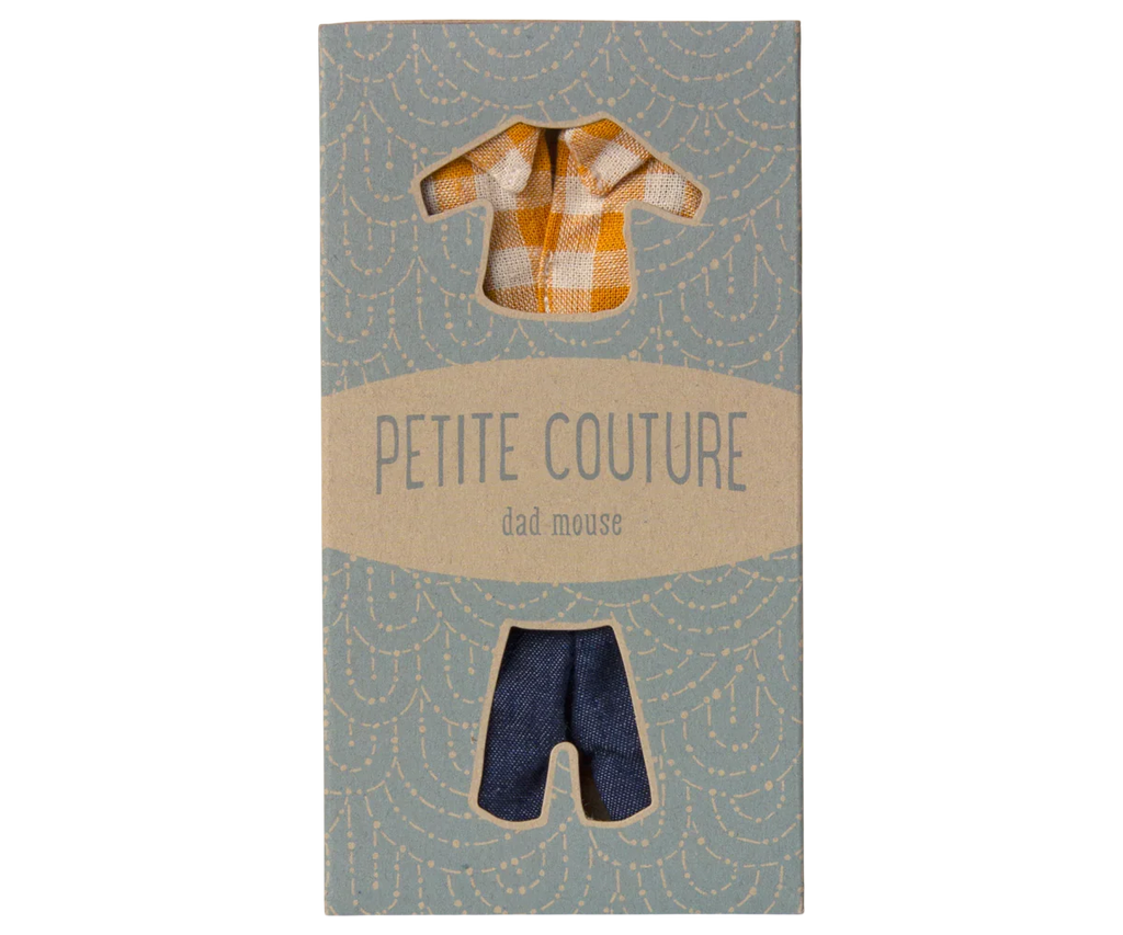 Maileg Extra Clothing: Yellow Checked Shirt and Pants For Dad Mouse