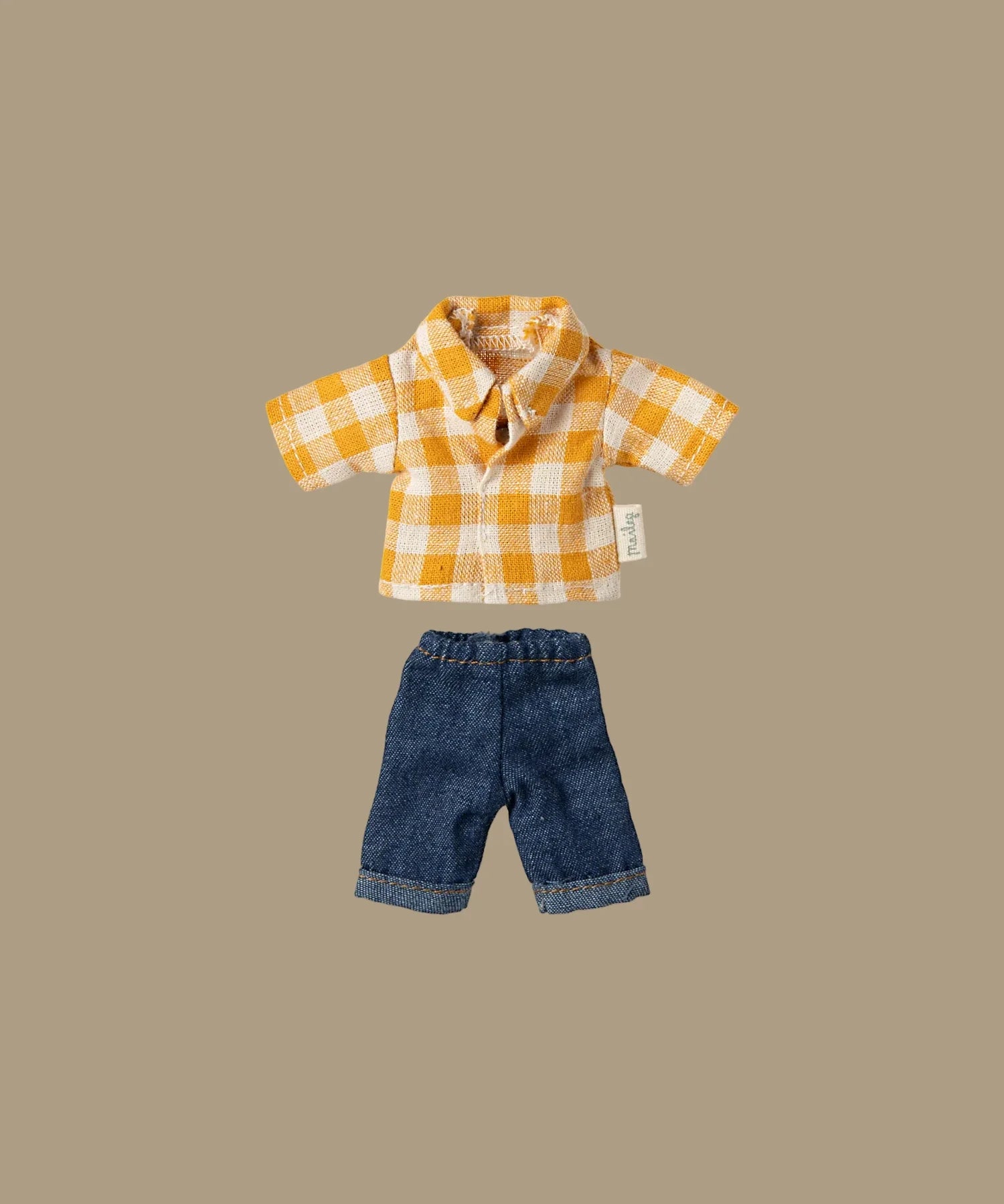 Maileg Extra Clothing: Yellow Checked Shirt and Pants For Dad Mouse