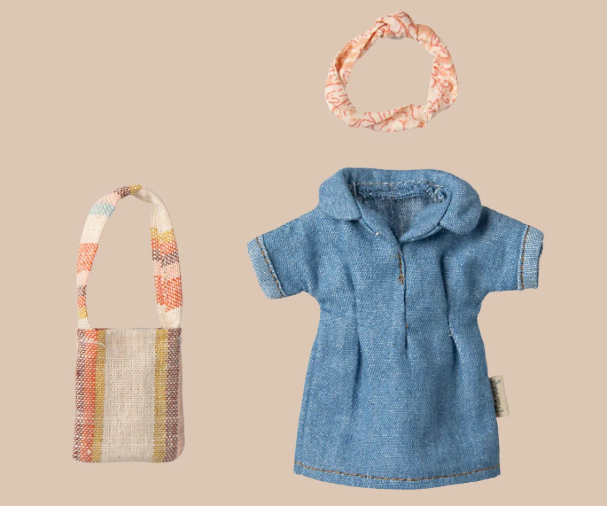 Maileg Extra Clothing: Denim Dress And Bag For Mom Mouse