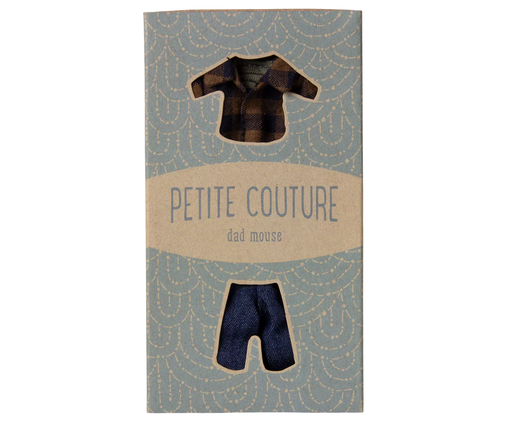 Maileg Extra Clothing: Brown Checked Shirt And Pants, Dad Mouse