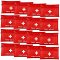 First Aid Bag 16-Pack – Empty Water-Resistant Nylon Pouch with Full-Open Zipper & Cross Symbol, Lightweight Portable Medical Bag for Home, Car, Office, Camping & Hiking (20x14cm / 7.9x5.5in)