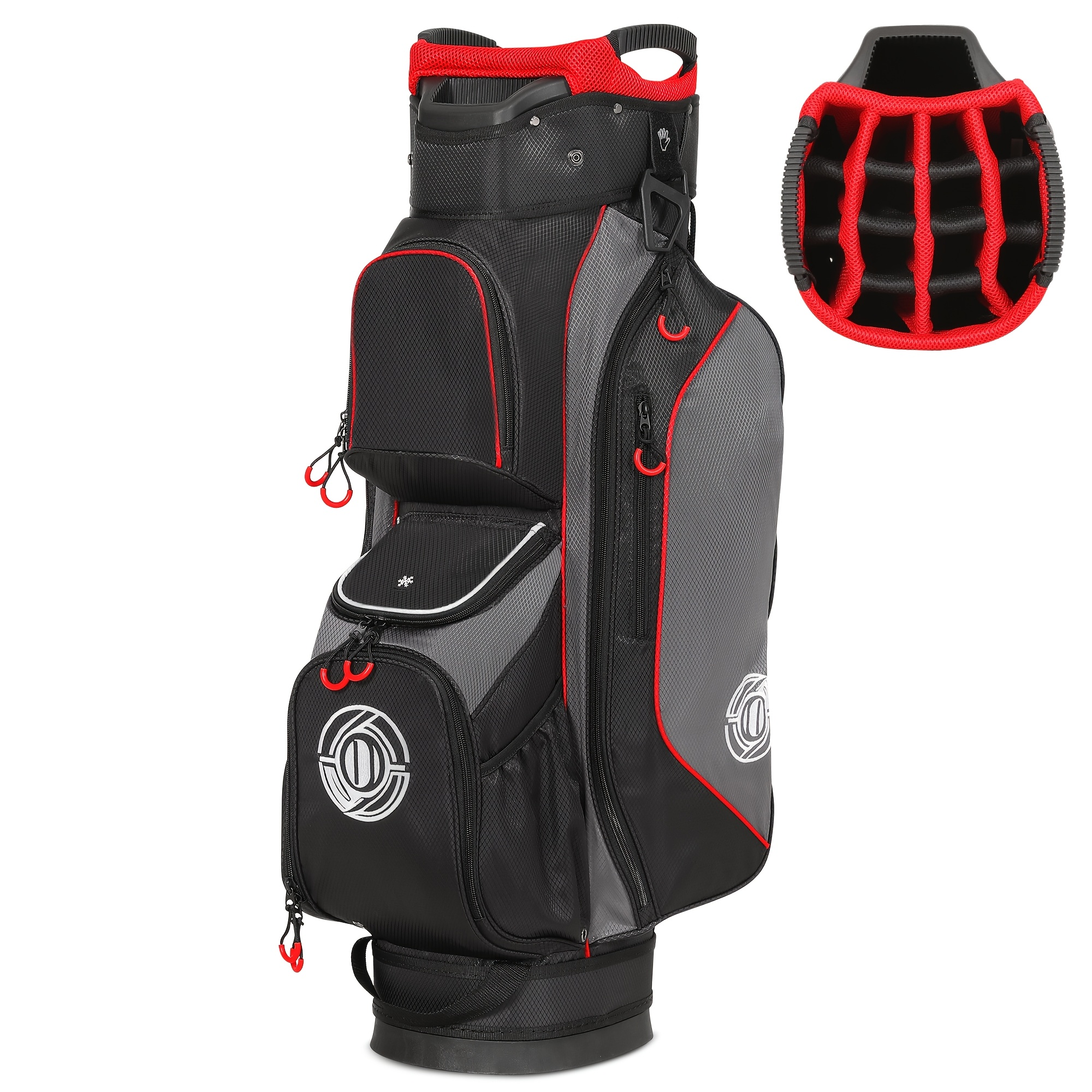 Golf Cart Bag 14-Way Full Length Dividers Protect Clubs 8 Zippered Pockets Cooler Pocket Valuables Pocket Ergonomic Shoulder Straps Rain Cover Water Repellant Unisex Professional Golf Bag Multiple Colors
