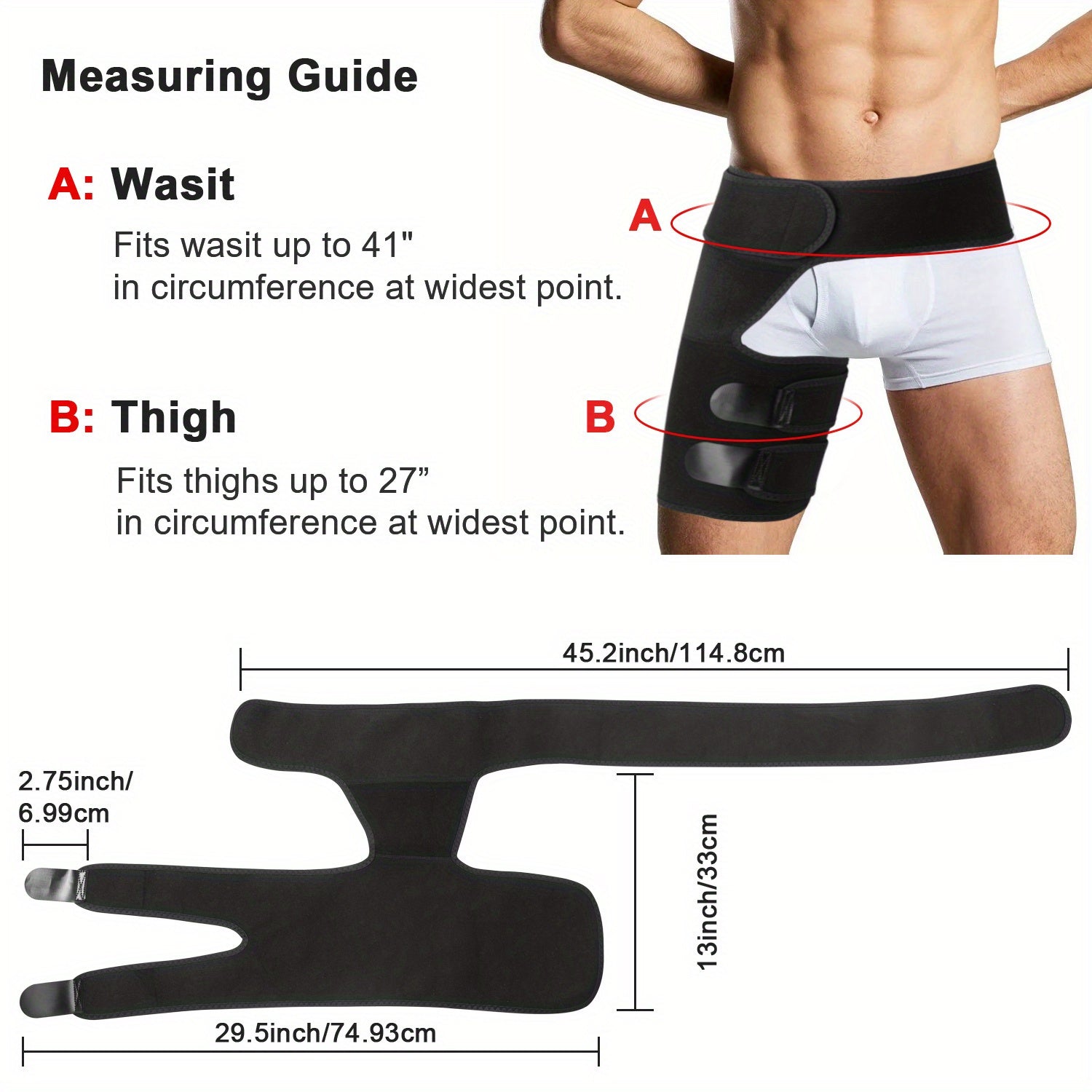 Groin Support Wrap & Thigh Compression Brace for Men & Women – Adjustable Hip Joint Stabilizer for Sciatica, Hamstring & Groin Injury Recovery, Gym & Sports Use