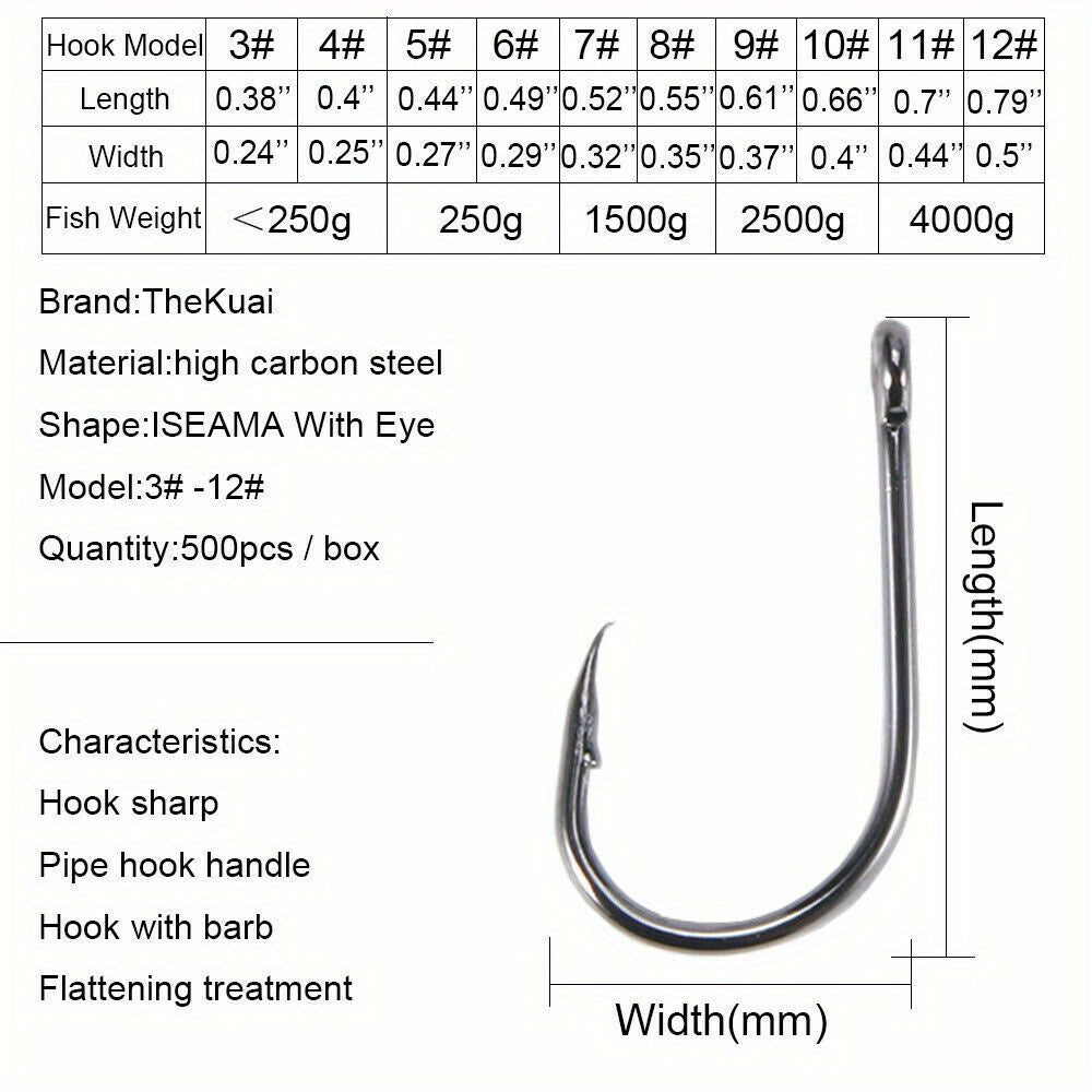 1000pcs Fishing Hooks Assorted Sizes #3-#12 Sharp Carbon Steel Fish Hooks Set with Portable Tackle Box for Sea Freshwater Bass Trout Carp Fishing Gear Kit Men Gift