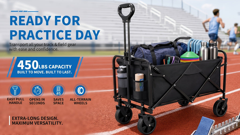 Heavy-Duty Folding Utility Cart 450LBS Iron Frame 800D Oxford No Assembly