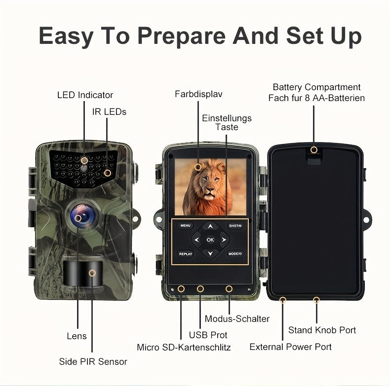 Trail Camera 48MP 4K Night Vision 0.2s Trigger 120 Degree Solar