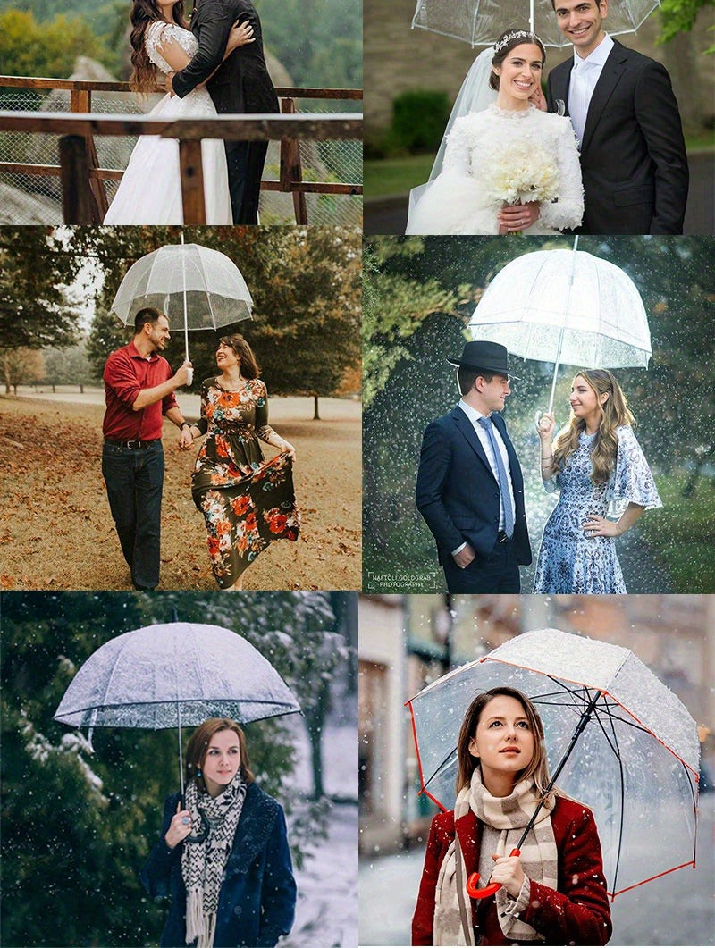 Clear Dome Bubble Umbrella 2 Pack Windproof Rainproof Auto Open 47 Inch Wide Canopy 8-Rib PVC Transparent Umbrella for Weddings Proms Graduations Outdoor Events