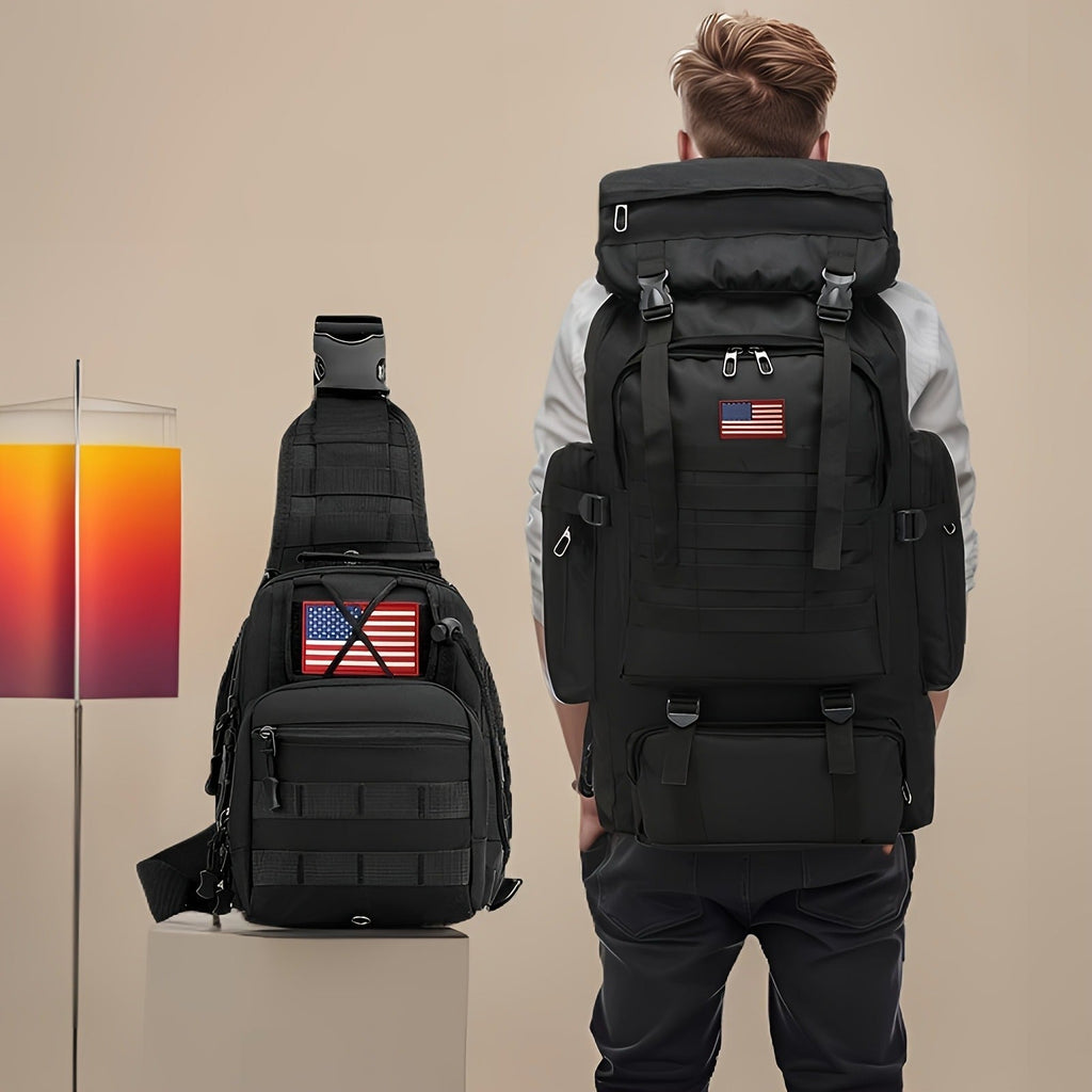 Tactical Backpack 2-Pack 21 Gallon 3-Day Assault Pack with Chest Pack Polyester Stripe for Hiking Camping Hunting Travel Work Sports Men