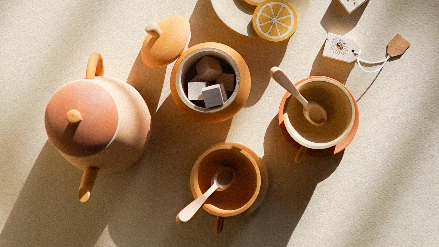 Sabo Concept Handmade Wooden Tea Set - Flower
