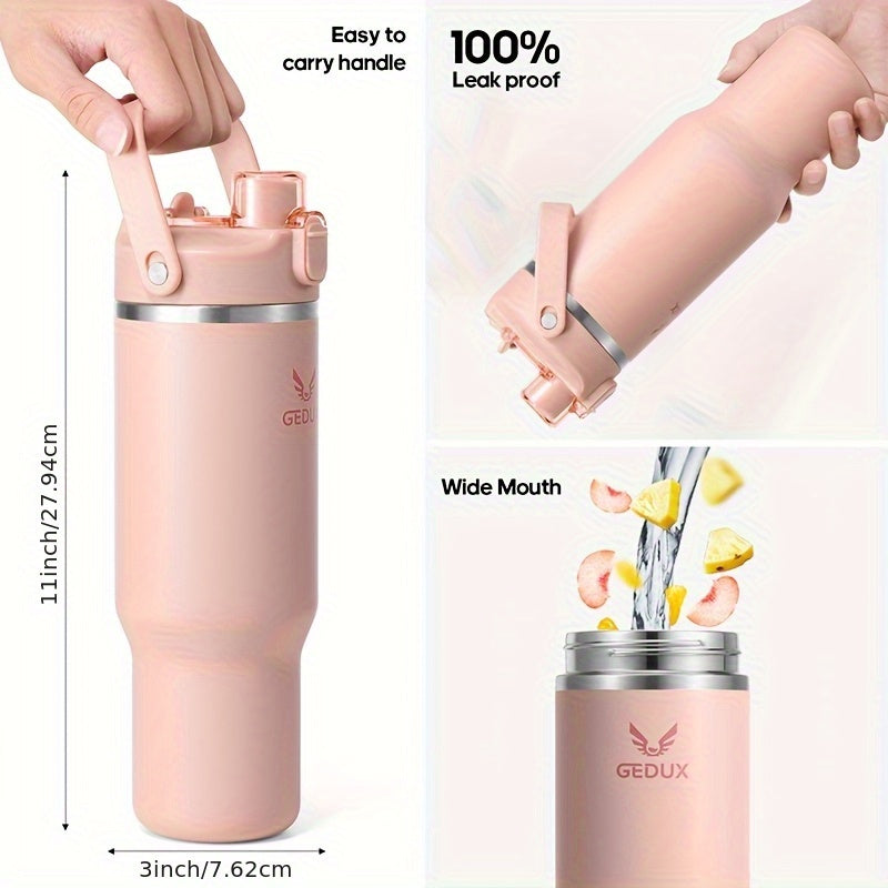 Insulated Water Bottle 32oz 40oz Stainless Steel Leak-Proof Sports Water Bottle with Handle Matte Finish Vacuum Thermos for Gym Hiking Camping Office Travel