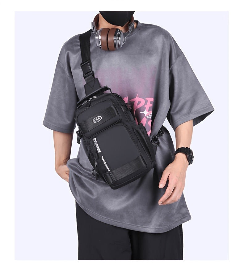 Crossbody Chest Bag Unisex Multipurpose Shoulder Sling Bag with Adjustable Strap Zipper Closure Versatile Carry Styles for Daily Use Travel Outdoor Black Grey