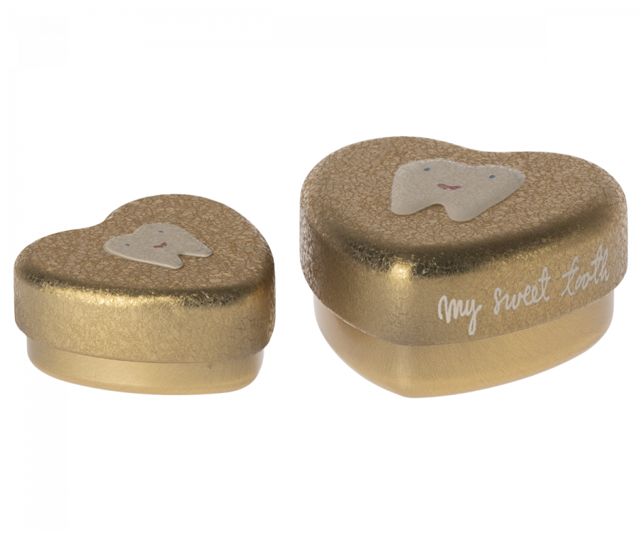 Maileg Metal Tooth box, 2 Piece - Gold