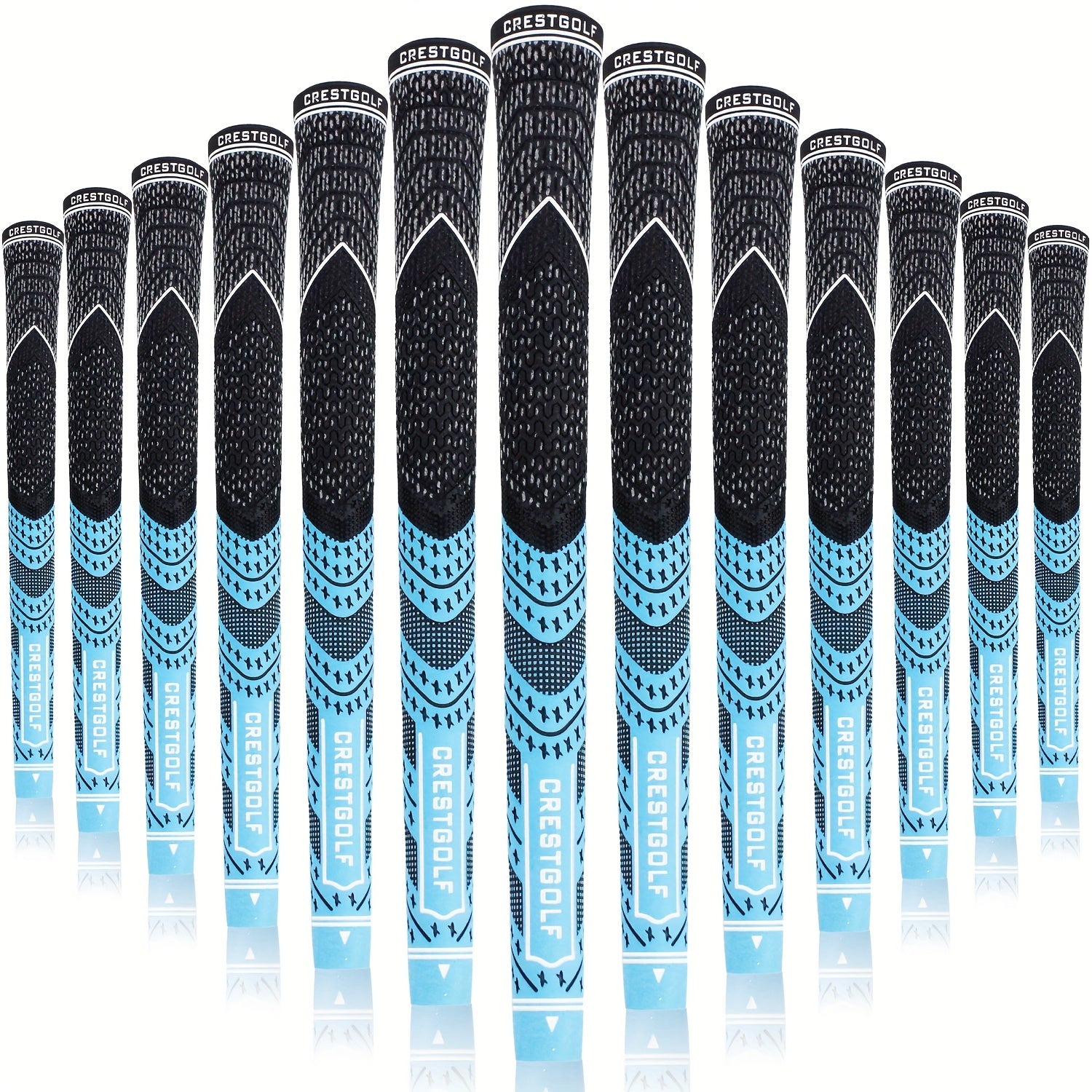 Midsize Golf Grips Set 13 Pack – All Weather Hybrid Rubber Golf Club Grips with Ecological Yarn Thread Technology, Multiple Colors, Fits Full Set of Clubs (Black, White, Red, Orange, Yellow, Blue, Gray)