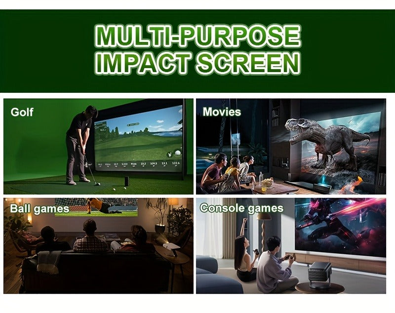 Golf Impact Screen 4K UHD – Ultra-Quiet 3D Golf Simulator Projector Screen, Wear-Resistant, Indoor Golf Training, 3 Sizes