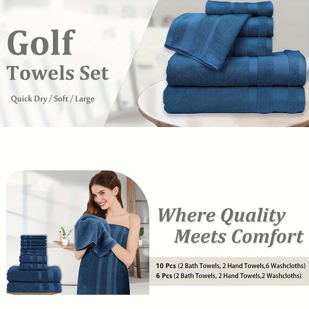Cotton Bath Towel Set 6/10 Piece - 100% Pure Cotton Large Bath Towels for Women & Men, Highly Absorbent Quick Dry Spa Hotel Quality Towels for Bathroom, Bedroom, Gym, Pool & Travel, Soft Fluffy Luxury Towel Sets