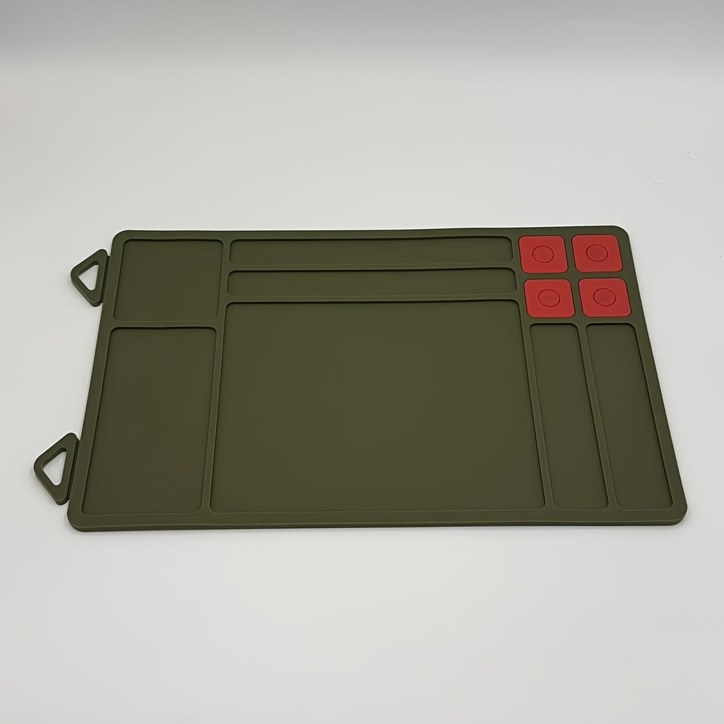Gun Cleaning Mat with Magnetic Parts Tray – Heavy Duty Non-Slip Rubber Solvent-Resistant Pad for Pistol Rifle Handgun Maintenance, Easy-Clean Silicone Surface Gunsmith Work Mat