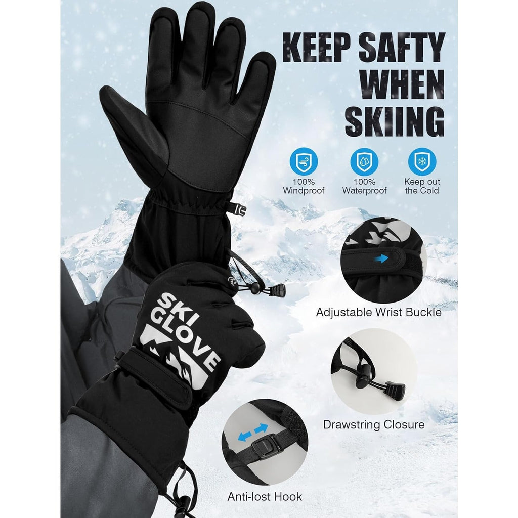 Thermal Winter Gloves 5-Layer Windproof Waterproof – Touchscreen Compatible Warm Ski Gloves for Men & Women, Fast-Dry Insulated Gloves for Driving, Running, Hiking, Cycling & Snowboarding