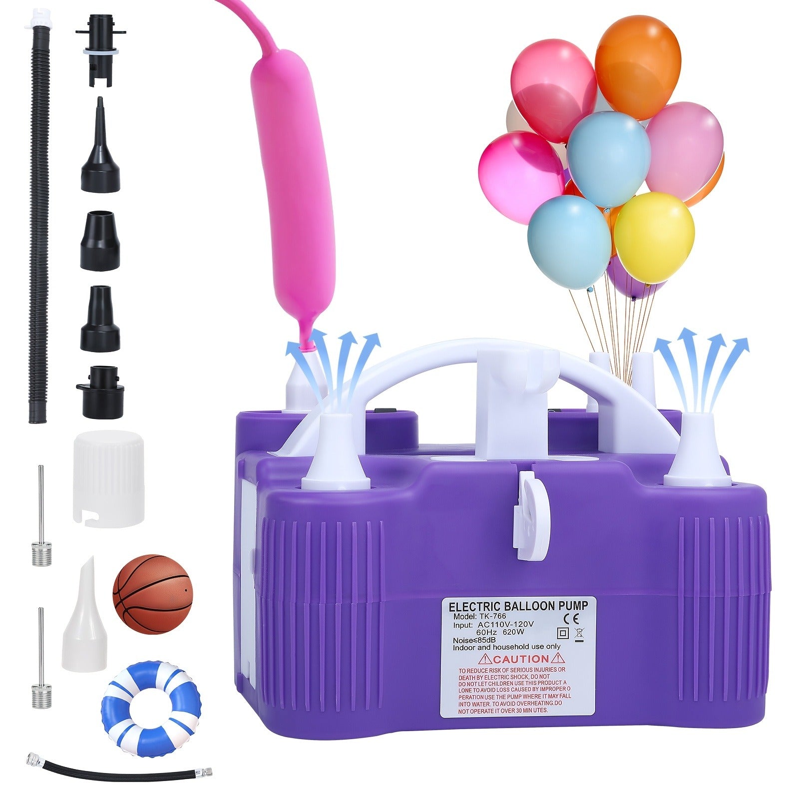Electric Balloon Pump 3-in-1 Portable Inflator Deflator Fast Inflation for 260Q Foil Mylar Latex Double-Stuffed Balloons Pool Inflatables No Battery Required