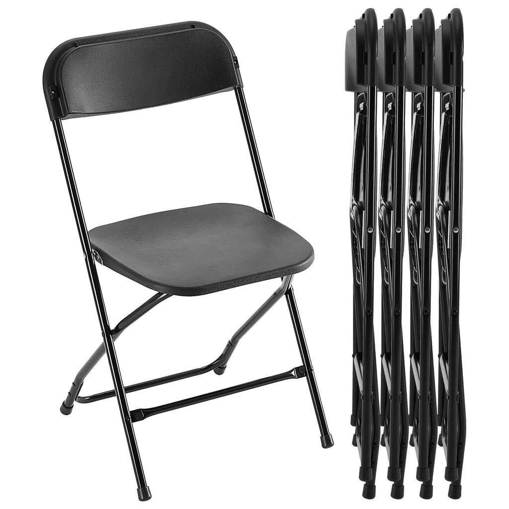 Commercial Folding Chairs Stackable – 350lb Heavy Duty Steel Frame, Weather Resistant Plastic, Indoor & Outdoor Event Seating – White or Black, 4 to 20 Pack for Weddings & Parties