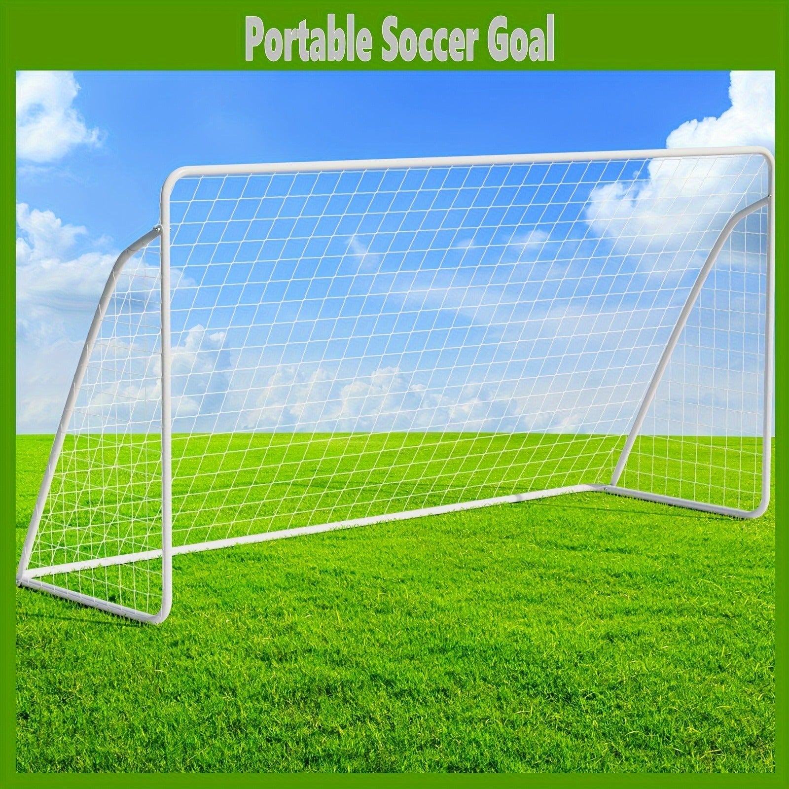 Portable Soccer Goal 12x6 FT with Heavy Duty Steel Frame Net & Ground Stakes for Backyard Home School Practice