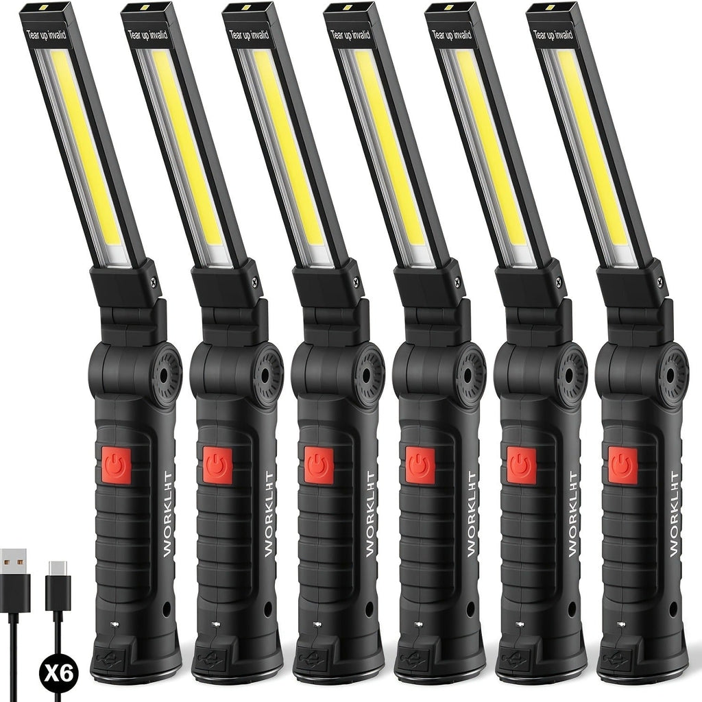 COB LED Work Light, 1000 Lumen Rechargeable Portable Hanging Camp Lamp with Built-In Battery, 200M Range for Camping, Yard, Party & Vehicle Maintenance – 2/4/6/8/10 Pack