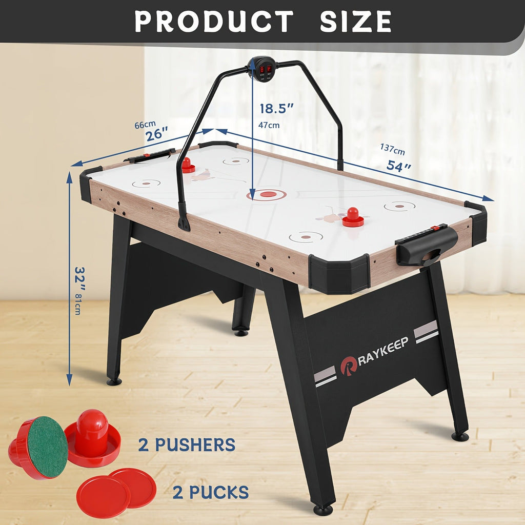 54 Inch Air Hockey Table with LED Scorer – Indoor Arcade Hockey Game Set with 2 Pucks & 2 Pushers, Portable Sports Gaming Table for Game Room, Family & Home Entertainment