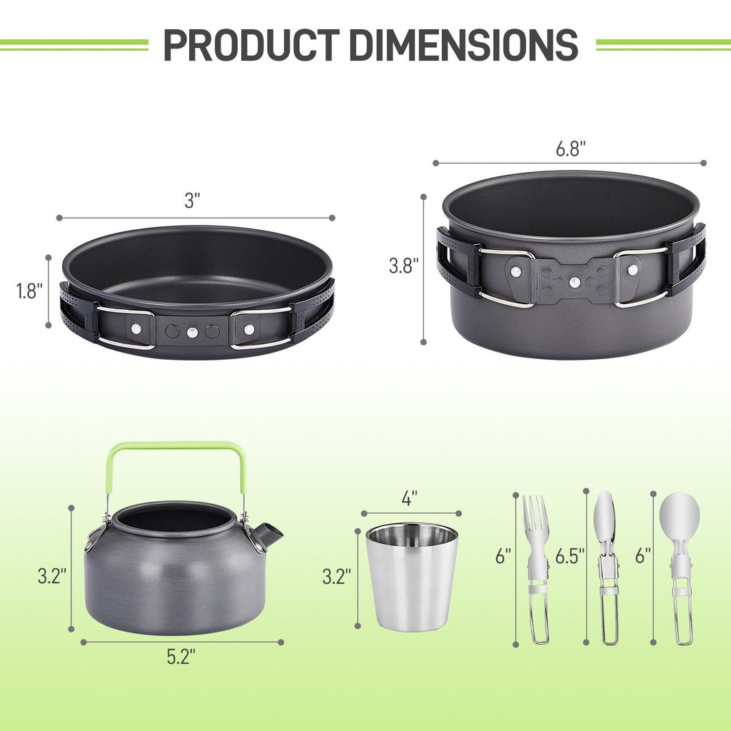Backpacking Cookware Mess Kit 19/27pcs – Non-Stick Pot Pan Kettle with Stainless Steel Cutlery, Lightweight Camping Cook Set for Open Fire, Hiking & Outdoor Cooking