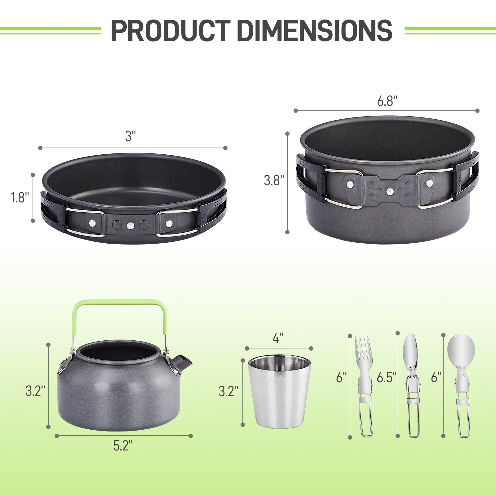 Backpacking Cookware Mess Kit 19/27pcs – Non-Stick Pot Pan Kettle with Stainless Steel Cutlery, Lightweight Camping Cook Set for Open Fire, Hiking & Outdoor Cooking