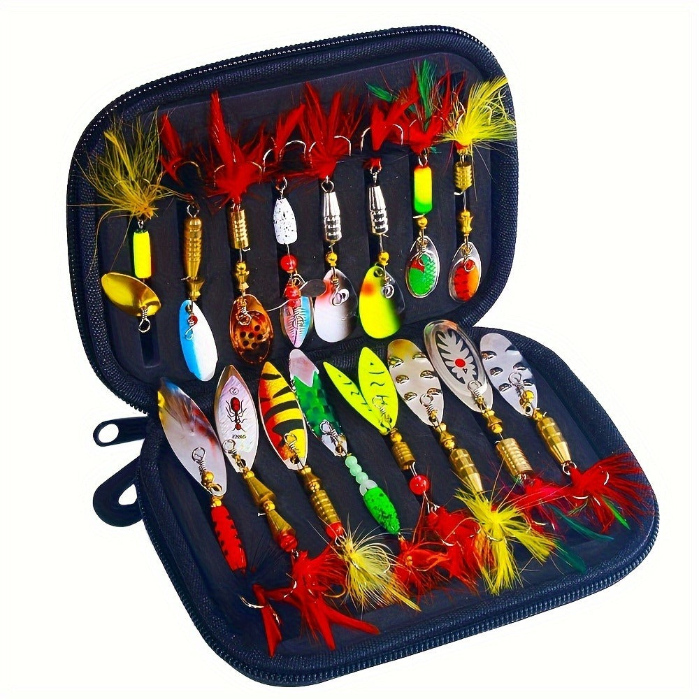 Metal Spoon Fishing Lures 16pcs – Spinner Bait Kit for Pike, Bass & Trout | Saltwater & Freshwater Artificial Lures with Tackle Storage Box