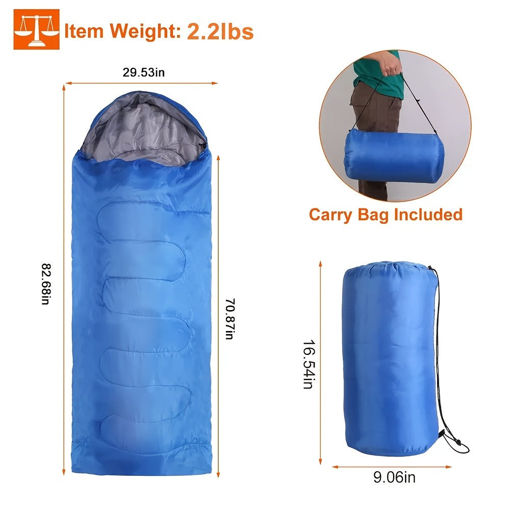 Lightweight 4 Season Sleeping Bag Envelope Design with Drawstring Closure Adjustable Hood Strap Portable Camping Sleep Bag for Backpacking Hiking Mountaineering Travel Indoor Outdoor