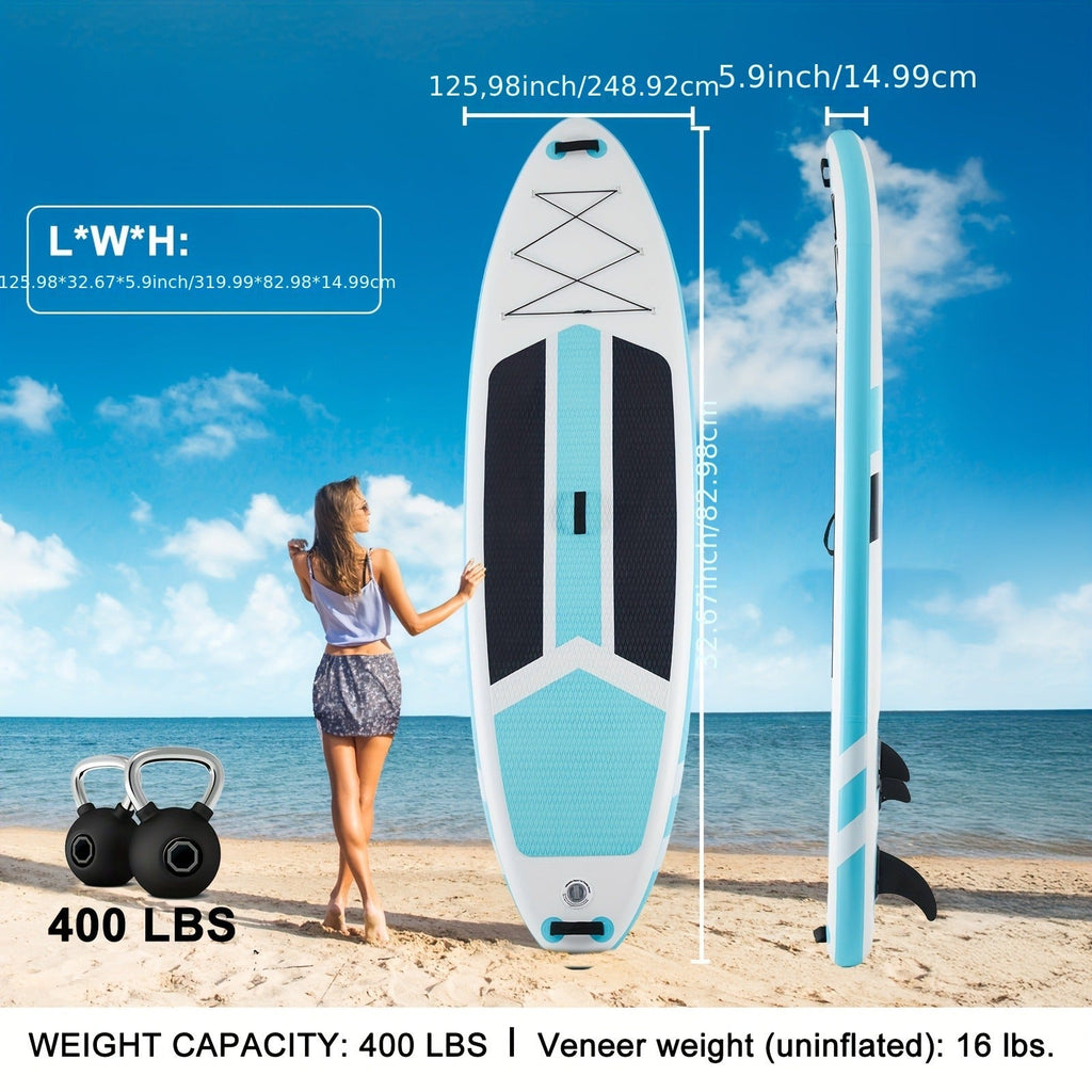 Inflatable Paddle Board 10.5ft – Wide Stable Non-Slip Deck SUP Board with Premium Accessories for Yoga Fishing Boating Traveling Surfing Adults
