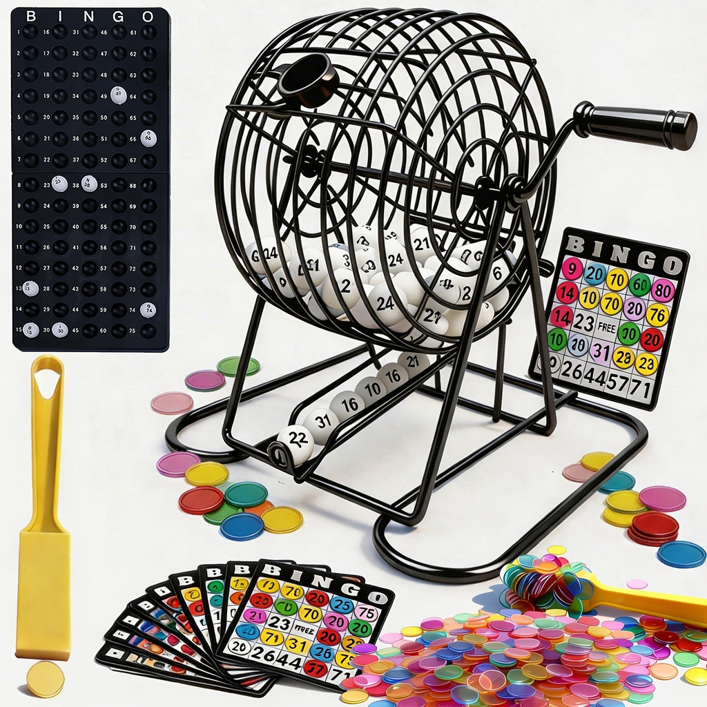 Bingo Cage Machine Set with Wand Manual Lottery Ball Spinner for Party Game Night Halloween Christmas