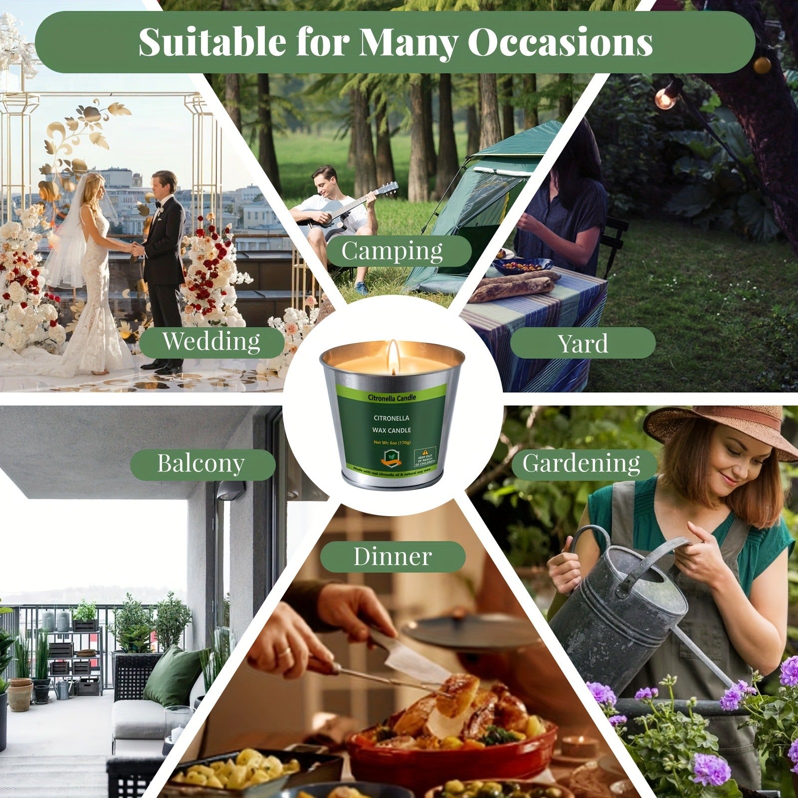 Citronella Candles Set 4 Pack Outdoor Indoor Bug Repellent Candles for Patio BBQ Garden Yard Camping Party Deck Holiday Gift Fall Candles Mosquito Repellent