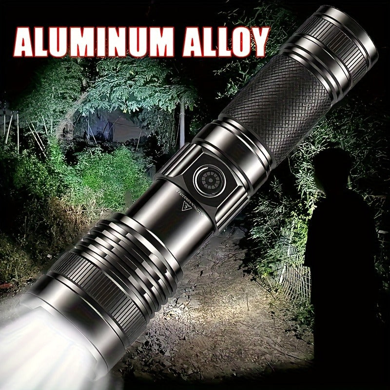 Survival Flashlight with Fire Starter - 3000 Lumen Rechargeable Aluminum Torch, Fresnel Lens Igniter, Zoomable LED, 18650 Battery for Wilderness Camping, Fishing & Emergency