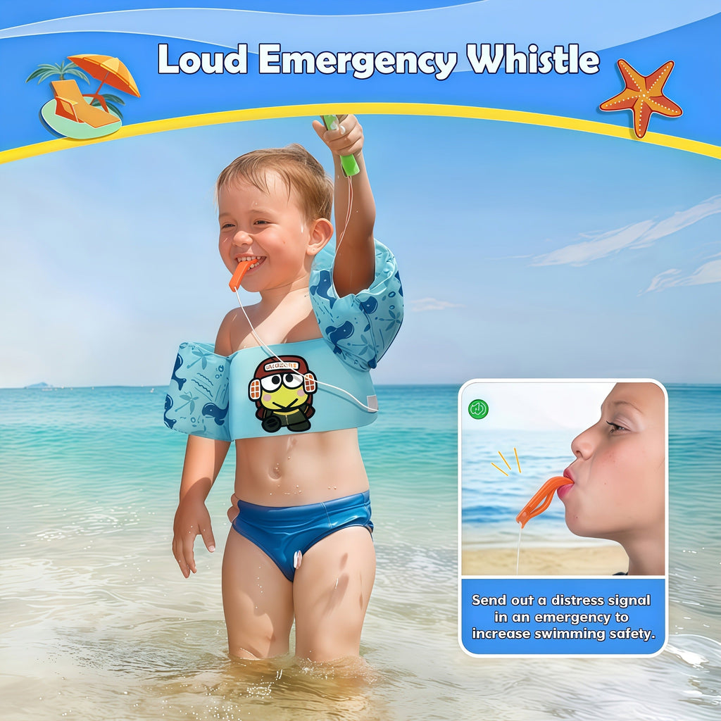 Kids Swim Vest Toddler Floatation Jacket - Sanrio Keroppi Pattern Adjustable Swimming Float Vest for Boys Girls Ages 1-9, Lightweight Life Jacket with Safety Straps for Pool Beach Lake Water Play
