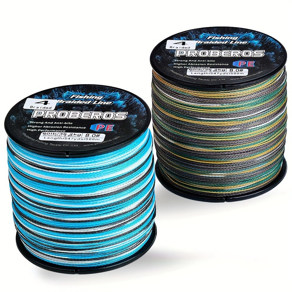 Braided Fishing Line 4 Strand 500M/547Yds - Abrasion Resistant Zero Stretch Superline 6LB-80LB, Multi-Color, Gray/Green/Camo