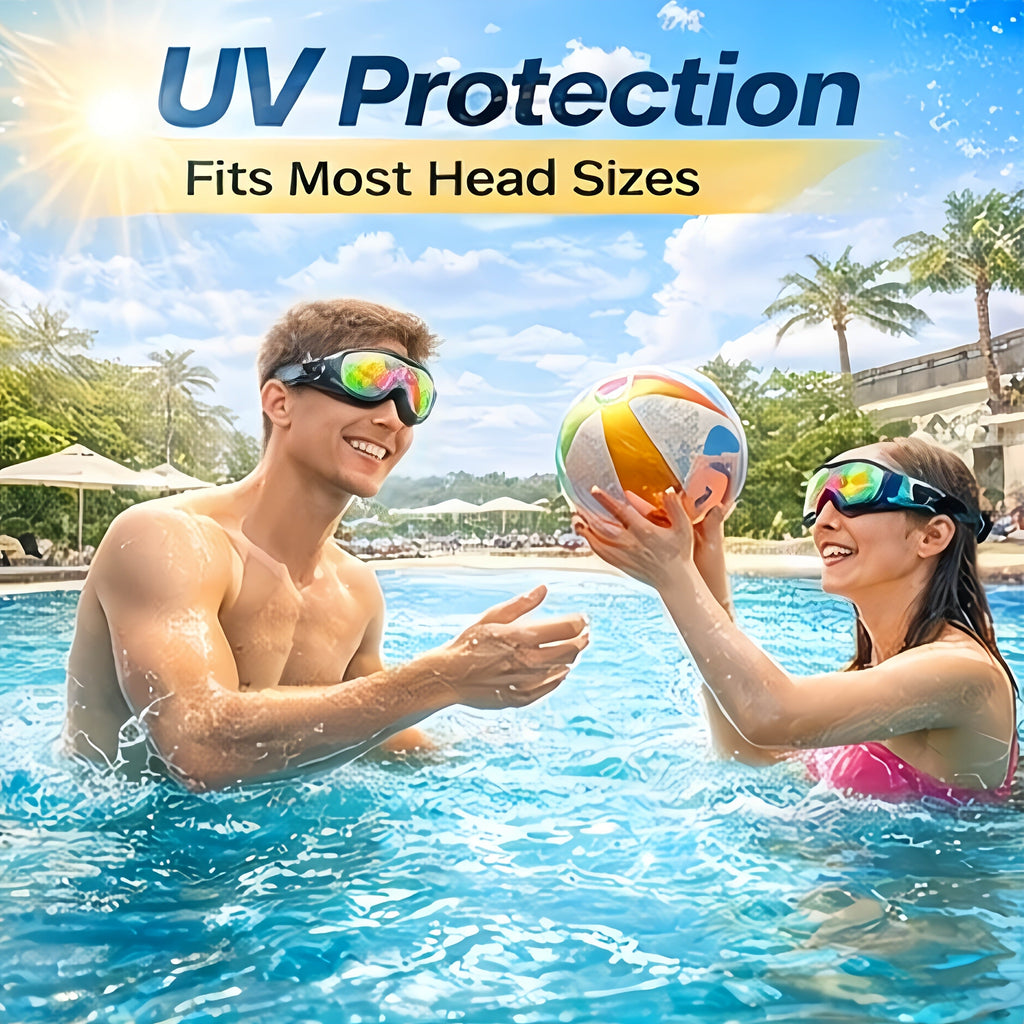 2 Pack HD Anti-Fog Swim Goggles – Leak-Proof Wide Vision, UV Protection Mirrored Lens, Comfortable Fit for Men Women Adults, with Earplugs Nose Clip Case & Waterproof Bag