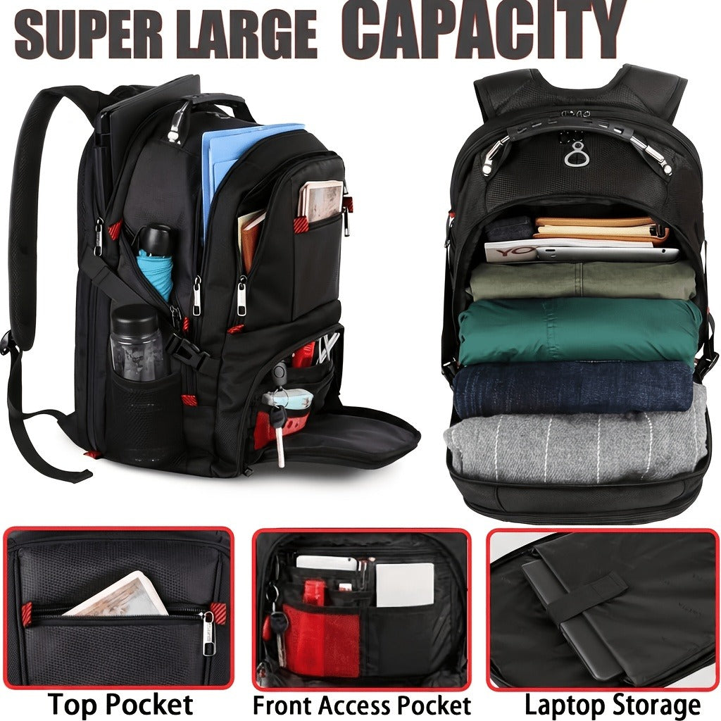 Large Laptop Backpack 50L – Fits 17 Inch Computer, Airline Approved Carry On, 3-Compartment Travel & College Backpack for Men Women | 8 Colors, Breathable Mesh Straps