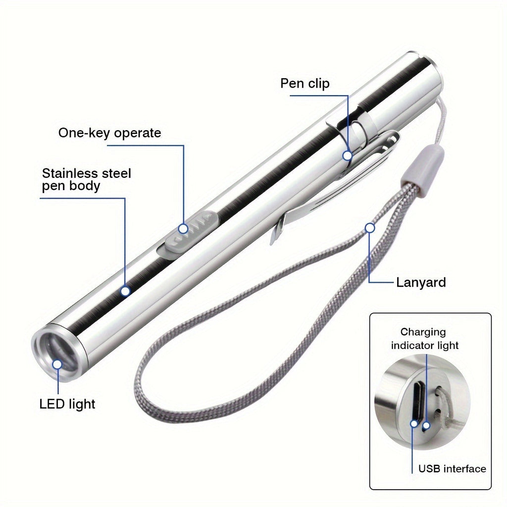 Tactical Pen Light 5 Pack USB Rechargeable 400 Lumen Mini LED Penlight Pocket Flashlight for Nurses Camping Outdoor EDC