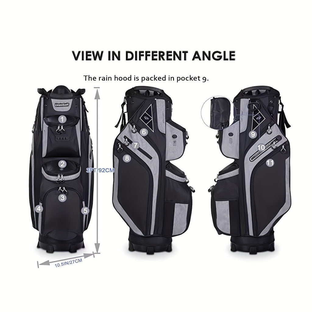 Golf Cart Bag with Full-Length Dividers – Sturdy Spacious Stand Bag with Multiple Pockets for Golf Club Organization, Accessories Storage, Men & Women Golfers