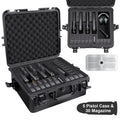 Hard Pistol Case Holds 5 Handguns & 30 Magazines - Lockable Travel Gun Case with Pre-Cut Foam, Silica Gel Canister, ABS Hard Shell, Multiple Pistol Storage Box for Handguns Under 11 Inches