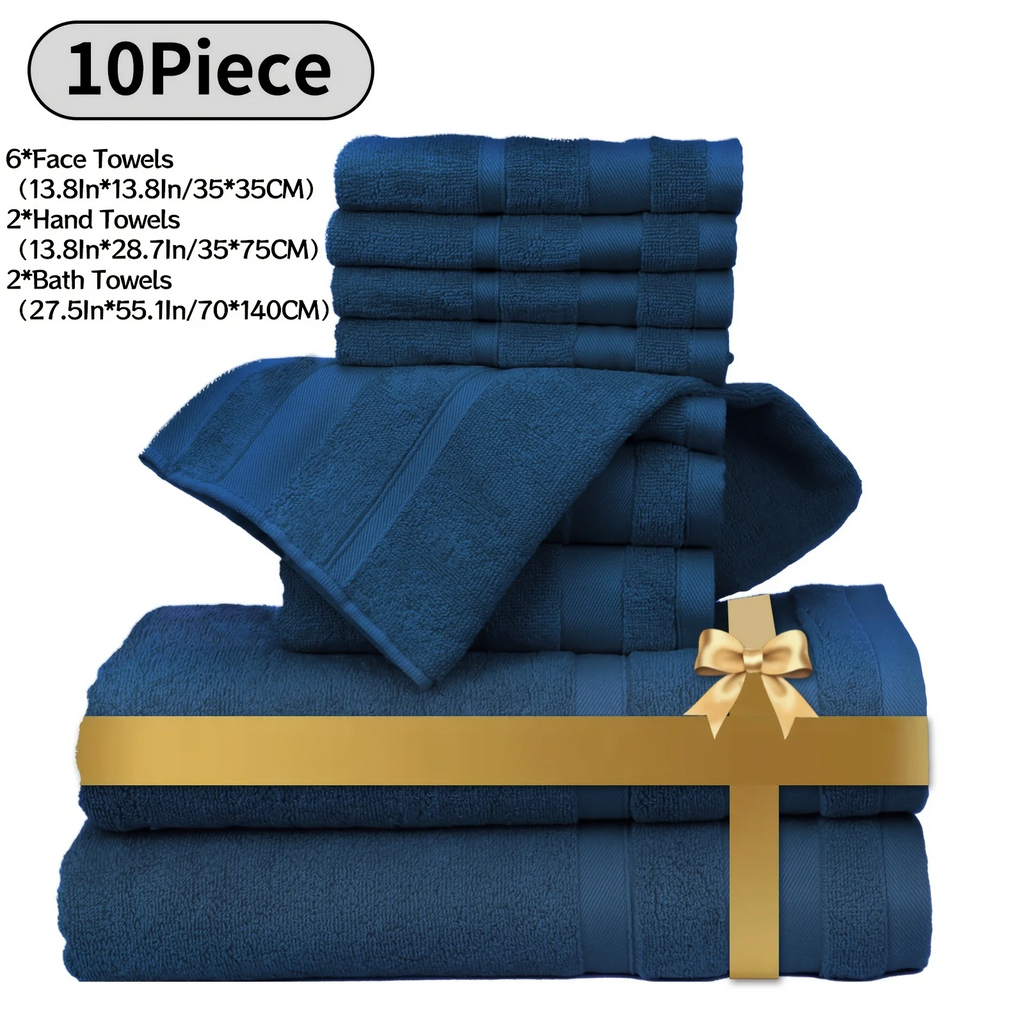 Cotton Bath Towel Set 6/10 Piece - 100% Pure Cotton Large Bath Towels for Women & Men, Highly Absorbent Quick Dry Spa Hotel Quality Towels for Bathroom, Bedroom, Gym, Pool & Travel, Soft Fluffy Luxury Towel Sets