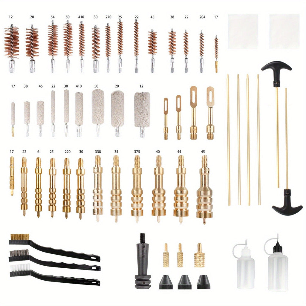 Gun Cleaning Kit 163pcs Universal Rifle Pistol Shotgun Muzzleloader Cleaning Set for Any Caliber with Carrying Case Plastic Cleaning Rods Brushes Patches Jags Complete Firearm Maintenance Kit
